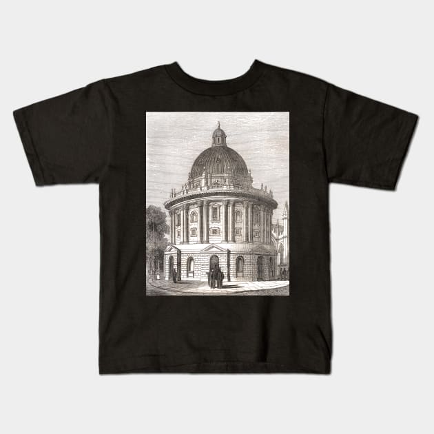 Radcliffe camera, Radcliffe Square, Oxford, England, 19th century scene Kids T-Shirt by artfromthepast